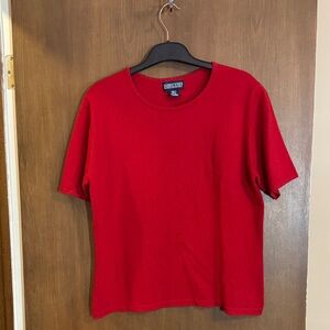 Red 100% Cashmere Sort Sleeved Sweater